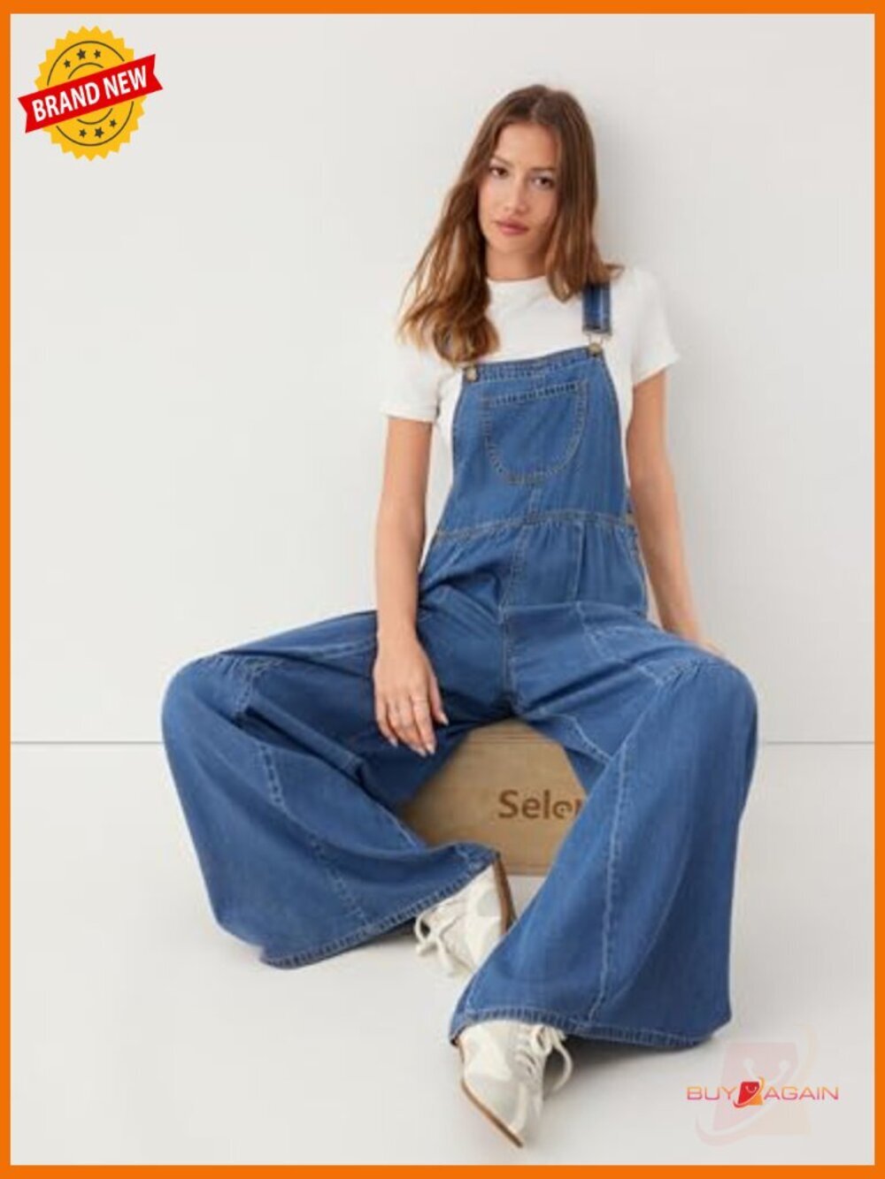 Wide Leg Denim Overalls Adjustable Strap Jumpsuit Front Pockets Lightweight - Picture 2 of 7